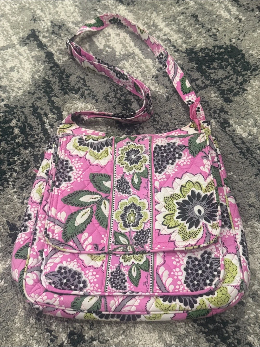 Vera Bradley Pink Floral Quilted Crossbody Purse